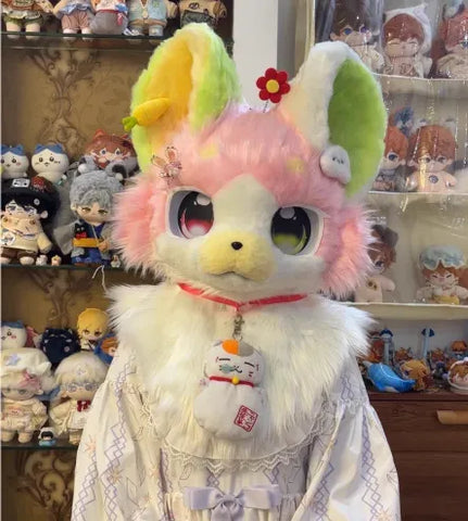 Rainbow Lucky Bunny Kemono Head Fursuit