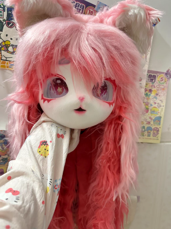Pink Dreamy Cat Girl Kigurumi Partial Fursuit
