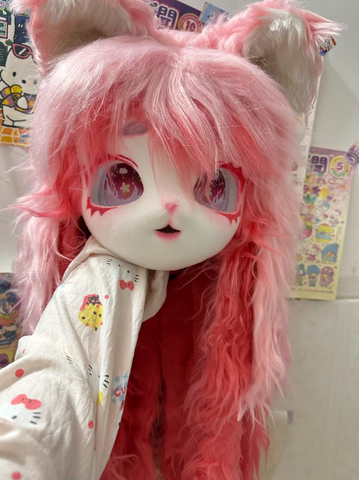 Pink Dreamy Cat Girl Kigurumi Partial Fursuit