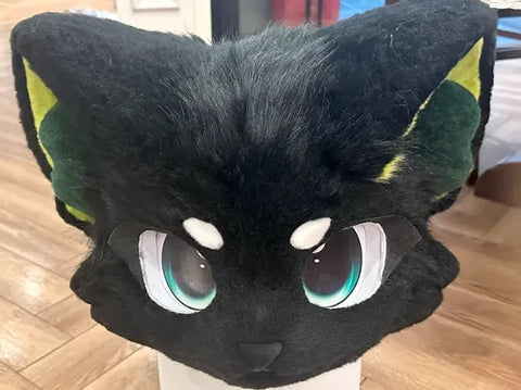 Mint Shadow Kitten Kemono Fursuit Head - Fuwa Fursuit