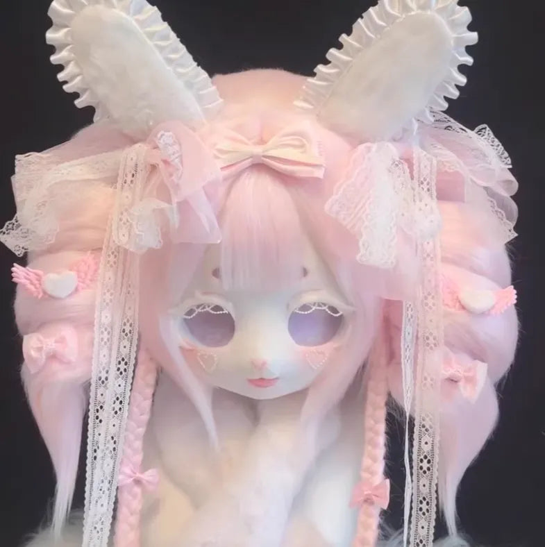 Pink Bunny Custom Kigurumi Fursuit Commission (Head & Paws) - Fuwa Fursuit