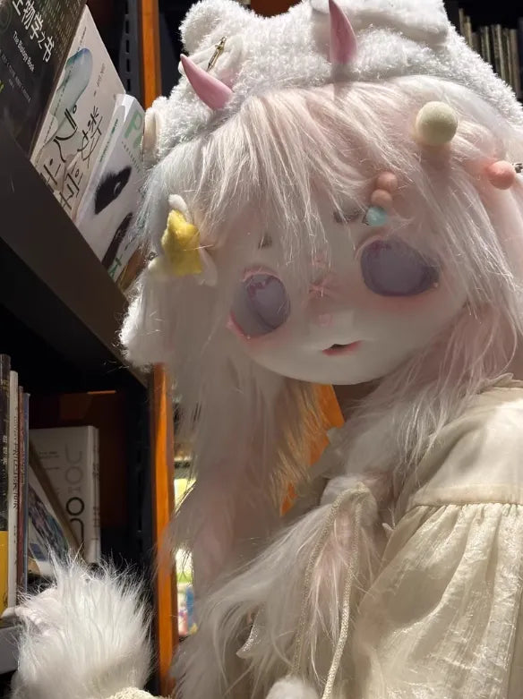 Sweet Pink Lamb Kig Fursuit Head - Fuwa Fursuit