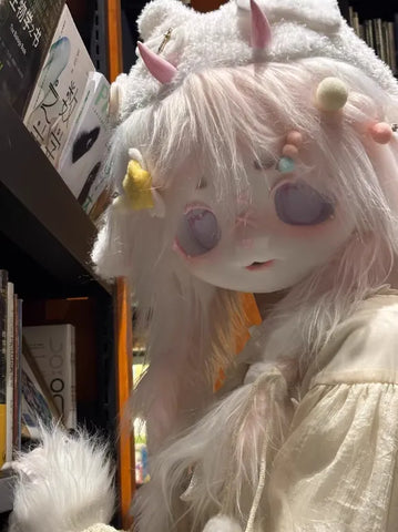 Sweet Pink Lamb Kig Fursuit Head - Fuwa Fursuit