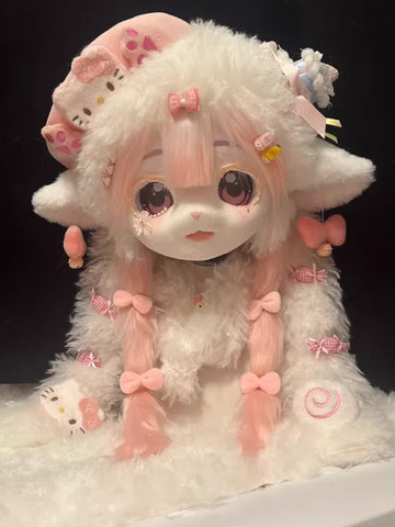 Sweet Pink Lamb Kig Fursuit Head - Fuwa Fursuit