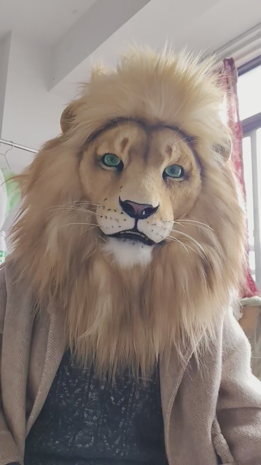 Realistic brown lion Head Fursuit